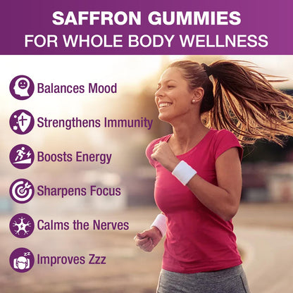 VAJYKEWJY Saffron Gummies (88.5 mg) with Magnesium — Enhanced with St. John’s Wort, Rhodiola, Ashwagandha & Vitamins B6, B12, D3 for Mood & Focus Support — 60 Count - dailyvitalstore
