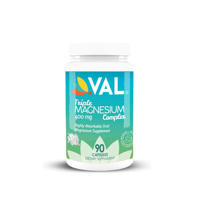 VAL Triple Magnesium Complex 400mg (Glycinate, Taurate & Citrate) for Muscle Relaxation, Sleep & Calm Energy, Vegan, Non-GMO, 90 Capsules - dailyvitalstore
