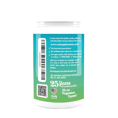 VAL Triple Magnesium Complex 400mg (Glycinate, Taurate & Citrate) for Muscle Relaxation, Sleep & Calm Energy, Vegan, Non-GMO, 90 Capsules - dailyvitalstore