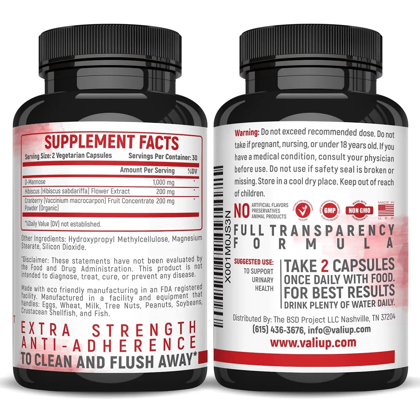 VALI D-Mannose 1000mg Urinary Tract Health Formula. Organic Cranberry Fruit Powder & Hibiscus. Healthy Bladder, Natural Cleanse, Fast Detox Flush, Herbal UT Function Support Pills. 60 Veggie Capsules - dailyvitalstore