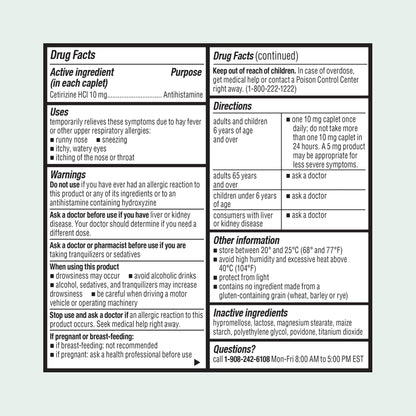 ValuMeds 24-Hour Allergy Medicine Antihistamine for Pollen, Hay Fever, Dry, Itchy Eyes, Allergies | Cetirizine HCl 10mg Caplets, Compare to Leading Brand (300 Count) - dailyvitalstore