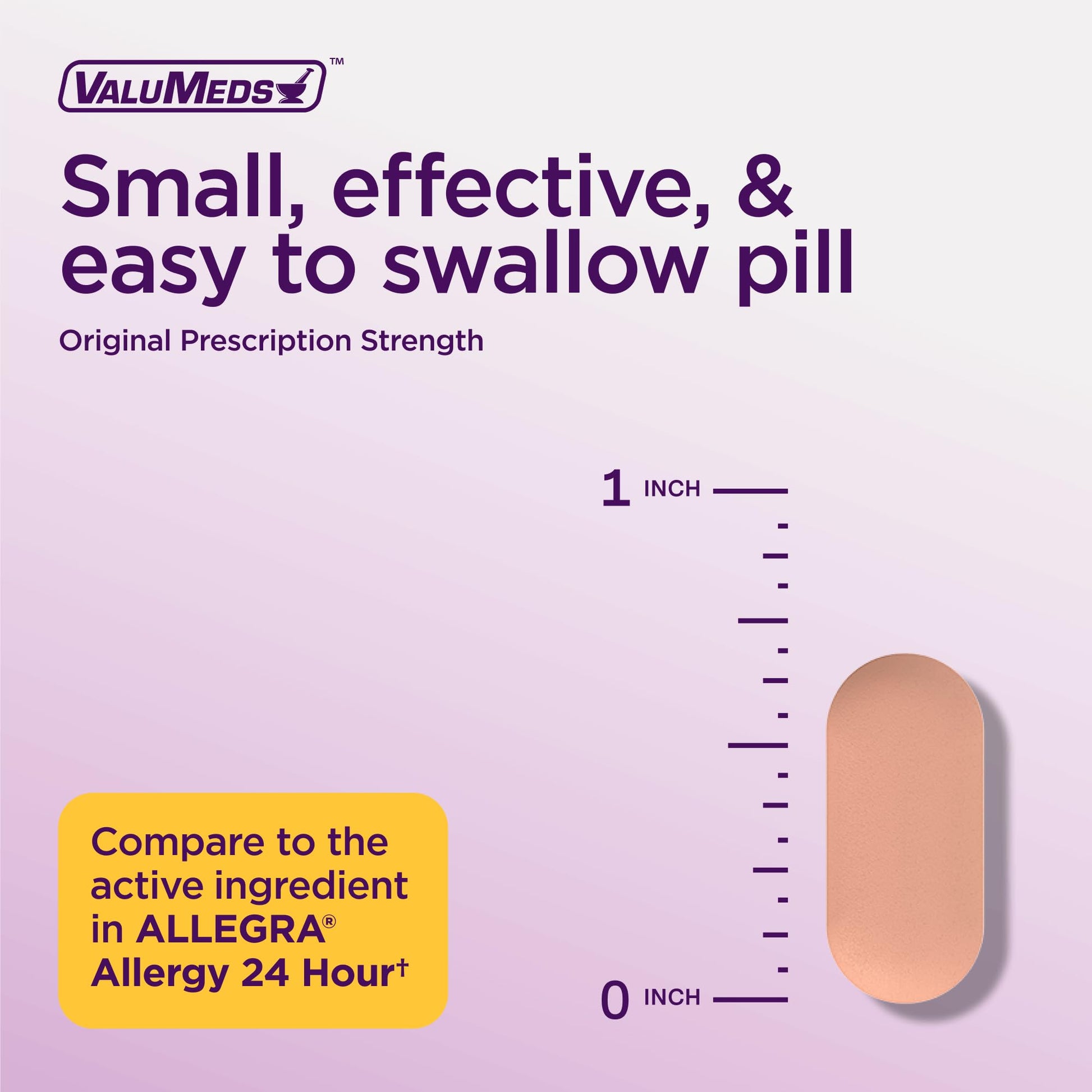ValuMeds | Compare to Allegra | Fexofenadine HCl 180mg | 24-Hour Allergy Relief, Non-Drowsy Antihistamine Generic Medicine for Allergies, Hay Fever, Itchy Eyes | for Kids & Adults (100 Count) - dailyvitalstore
