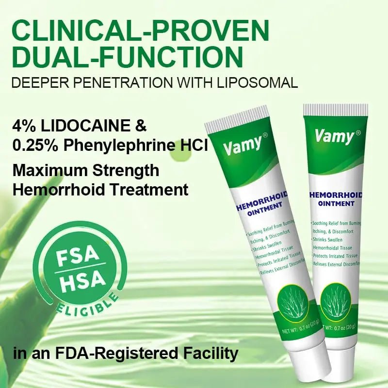 vamy Herbal Hemorrhoid Cream, Hemorrhoid Treatment and Hemorrhoids Cream with Lidocaine 4% and Phenylephrine HCI for Fast Relief of Pain, Swelling, Itching, Burning, Hemorrhoidal Treatment. 2 pc - dailyvitalstore