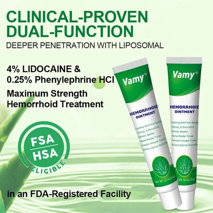 vamy Herbal Hemorrhoid Cream, Hemorrhoid Treatment and Hemorrhoids Cream with Lidocaine 4% and Phenylephrine HCI for Fast Relief of Pain, Swelling, Itching, Burning, Hemorrhoidal Treatment. 2 pc - dailyvitalstore