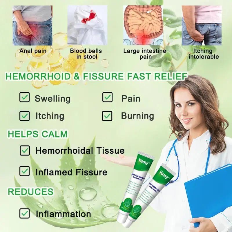 vamy Herbal Hemorrhoid Cream, Hemorrhoid Treatment and Hemorrhoids Cream with Lidocaine 4% and Phenylephrine HCI for Fast Relief of Pain, Swelling, Itching, Burning, Hemorrhoidal Treatment. 2 pc - dailyvitalstore