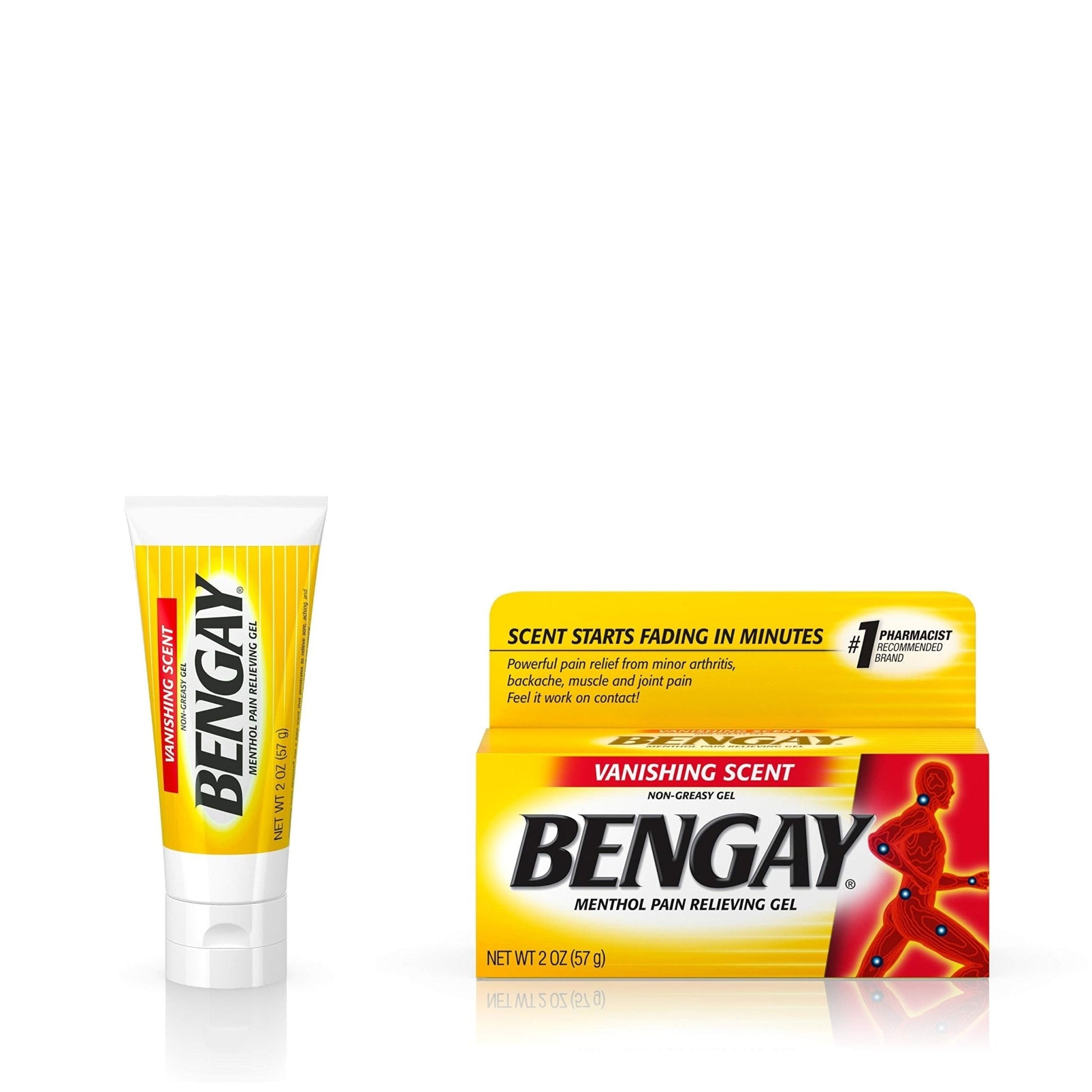 Vanishing Scent Bengay Relief Gel, Non-Greasy Topical Reliever with Cooling Menthol, 2 oz - dailyvitalstore
