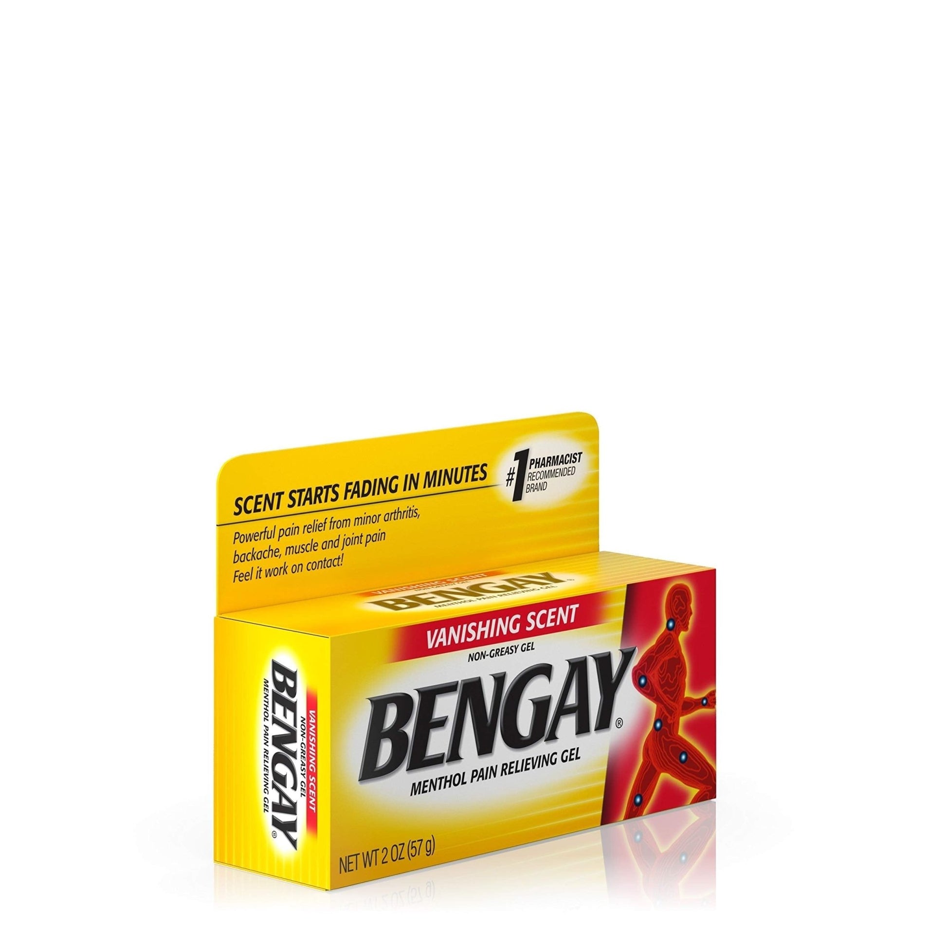 Vanishing Scent Bengay Relief Gel, Non-Greasy Topical Reliever with Cooling Menthol, 2 oz - dailyvitalstore