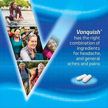 Vanquish Headache Relief, Acetaminophen, Aspirin, Caffeine, 100 Caplets, Packaging May Vary - dailyvitalstore