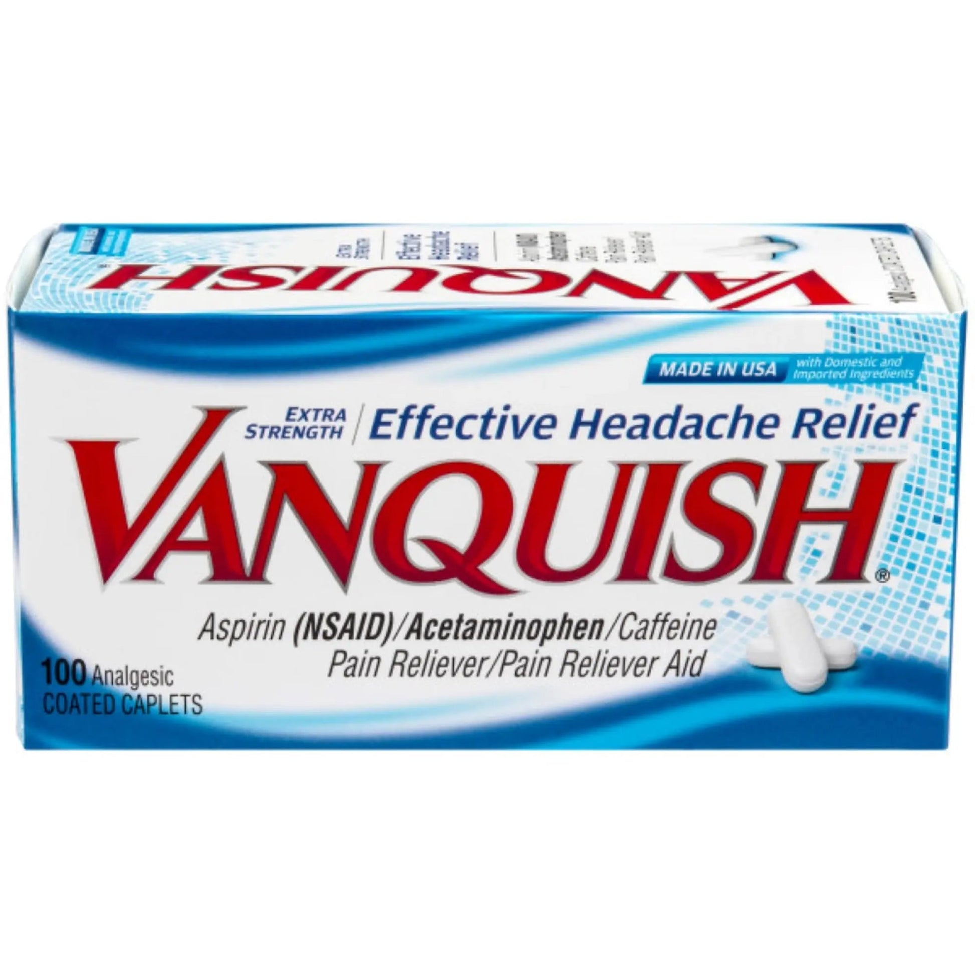 Vanquish Headache Relief, Acetaminophen, Aspirin, Caffeine, 100 Caplets, Packaging May Vary - dailyvitalstore