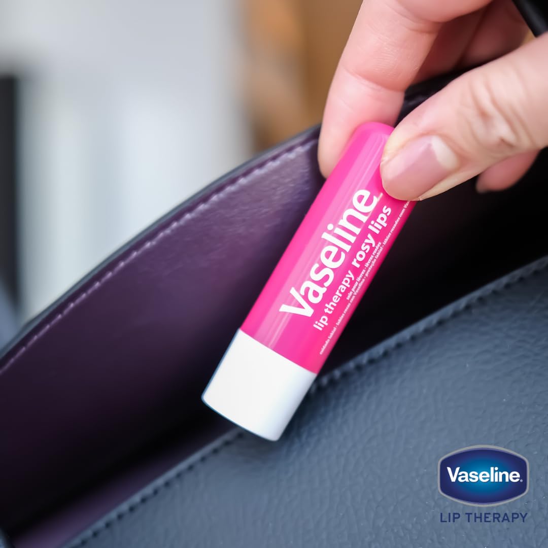 Vaseline Lip Therapy Care Rosy, Fast-Acting Nourishment, Ideal for Chapped, Dry, Cracked, or Damaged Lips, Lip Balm, 4-Pack, 0.16 Oz Each - dailyvitalstore