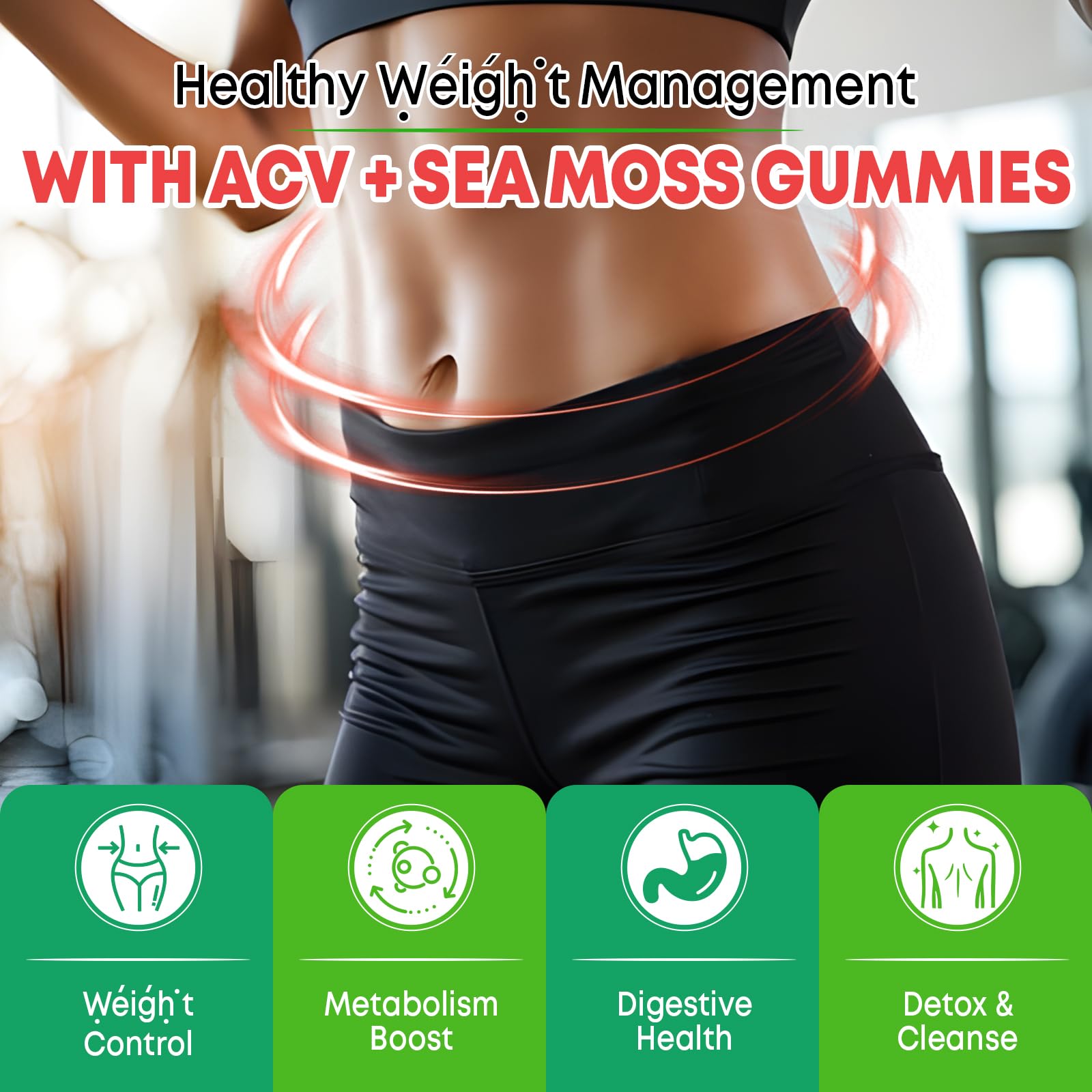 Vazatisi 2 Pack Apple Cider Vinegar Gummies, ACV with Sea Moss Gummies for Metabolism, Digestion, Detox, Gut & Immune Health, Apple Flavored -120 Count - dailyvitalstore