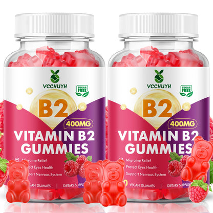VCCHUYH Vitamin B2 Gummies for Kids & Adults, VIT B2 Riboflavin 400mg Supplement with Magnesium for Migraine Relief & Nervous System Support, Non-GMO - dailyvitalstore