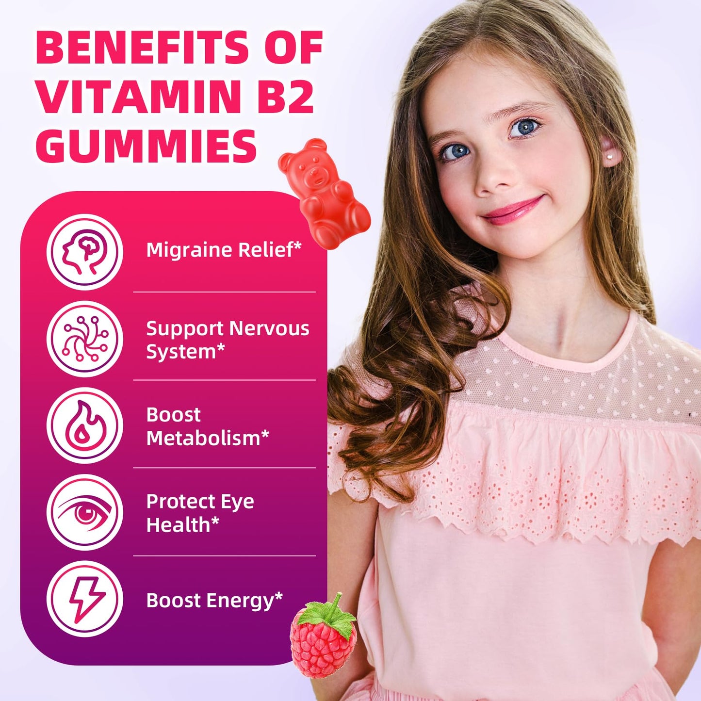 VCCHUYH Vitamin B2 Gummies for Kids & Adults, VIT B2 Riboflavin 400mg Supplement with Magnesium for Migraine Relief & Nervous System Support, Non-GMO - dailyvitalstore