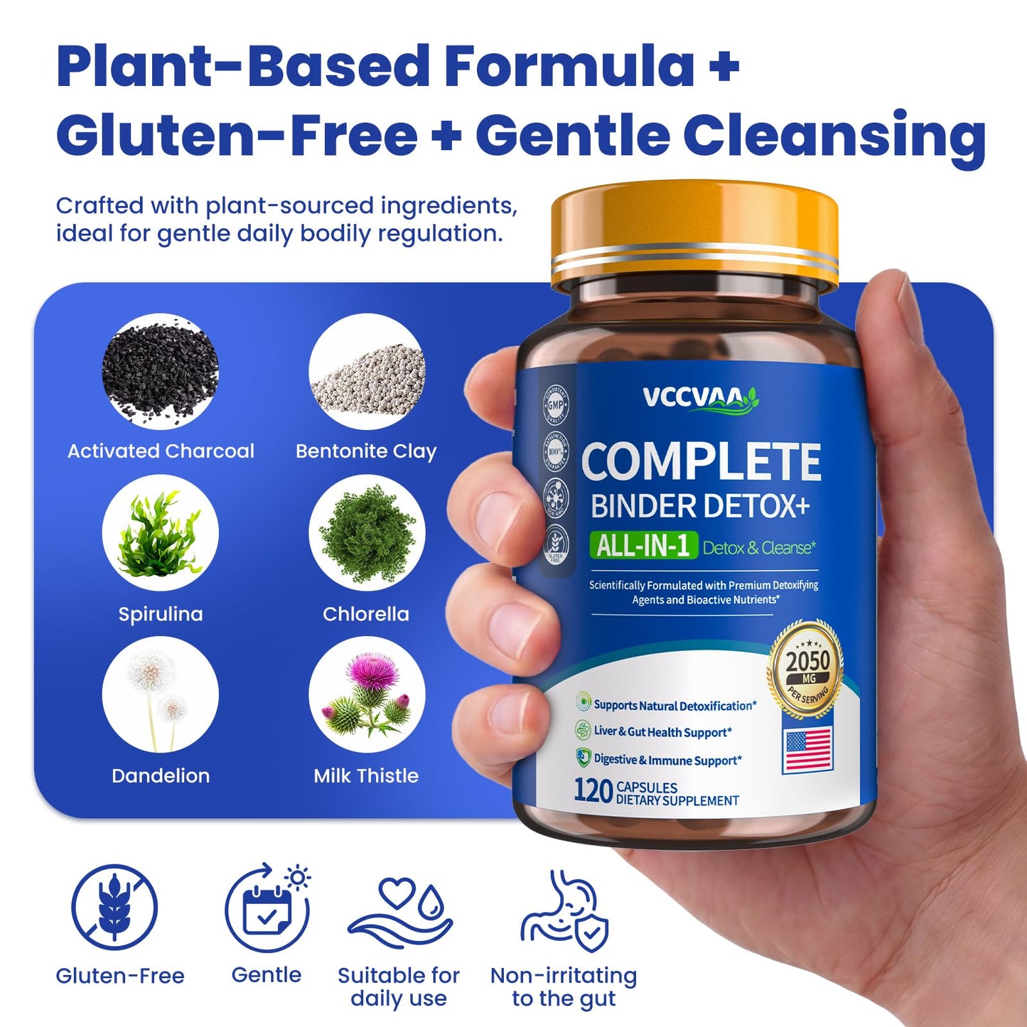 Vccvaa Metal Detox & Full Body Cleanse Pills - GI, Parasite & Zeolite Detox, Activated Charcoal, Bentonite Clay, 5 Billion CFU Women Probiotics, - dailyvitalstore