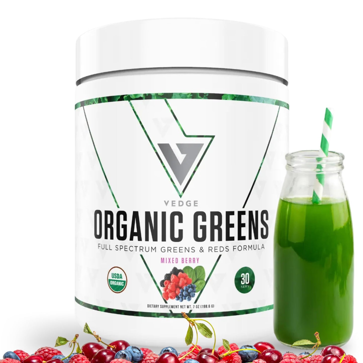 VEDGE Nutrition Organic Greens - Vegan Plant-Based Greens Superfood Powder - Drink Mix for Energy, Antioxidants & Recovery - Full Spectrum Greens for Athletes - 30 Servings - Mixed Berry Flavor - dailyvitalstore