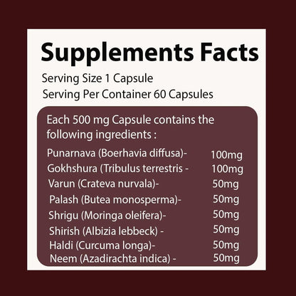 VEDIKROOTS UroEase | Ayurvedic Herbal Supplement for Kidney Health & Uric Acid Levels | Supports Urinary Tract Health | 60 Veg Capsules - dailyvitalstore