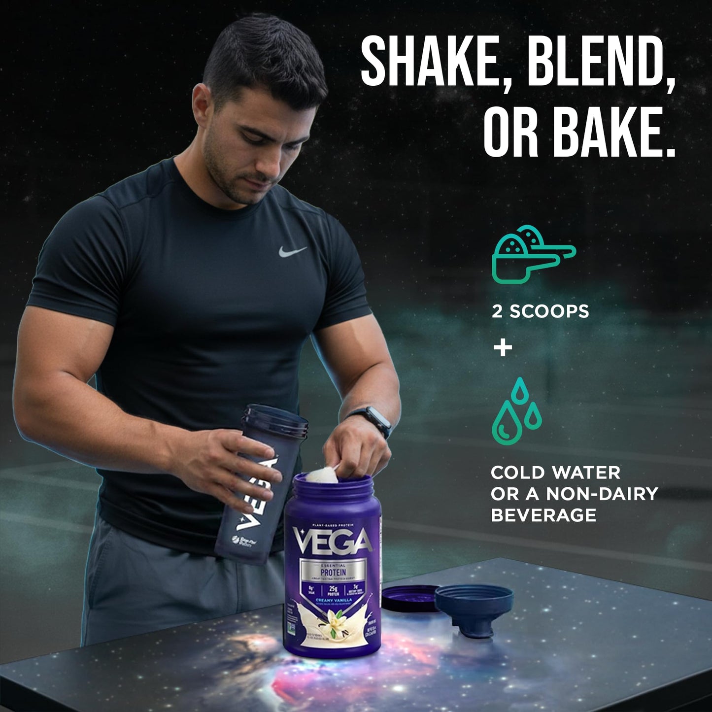 Vega Essential Protein – 25g Plant Based Protein Powder, Creamy Vanilla, Vegan for a Dairy-Free Vanilla Shake – Large Tub, 32.5oz (20 Servings) - dailyvitalstore