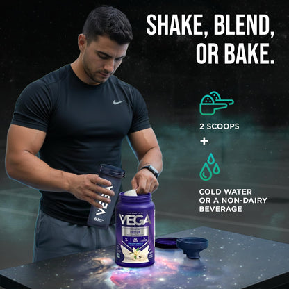 Vega Essential Protein – 25g Plant Based Protein Powder, Creamy Vanilla, Vegan for a Dairy-Free Vanilla Shake – Large Tub, 32.5oz (20 Servings) - dailyvitalstore