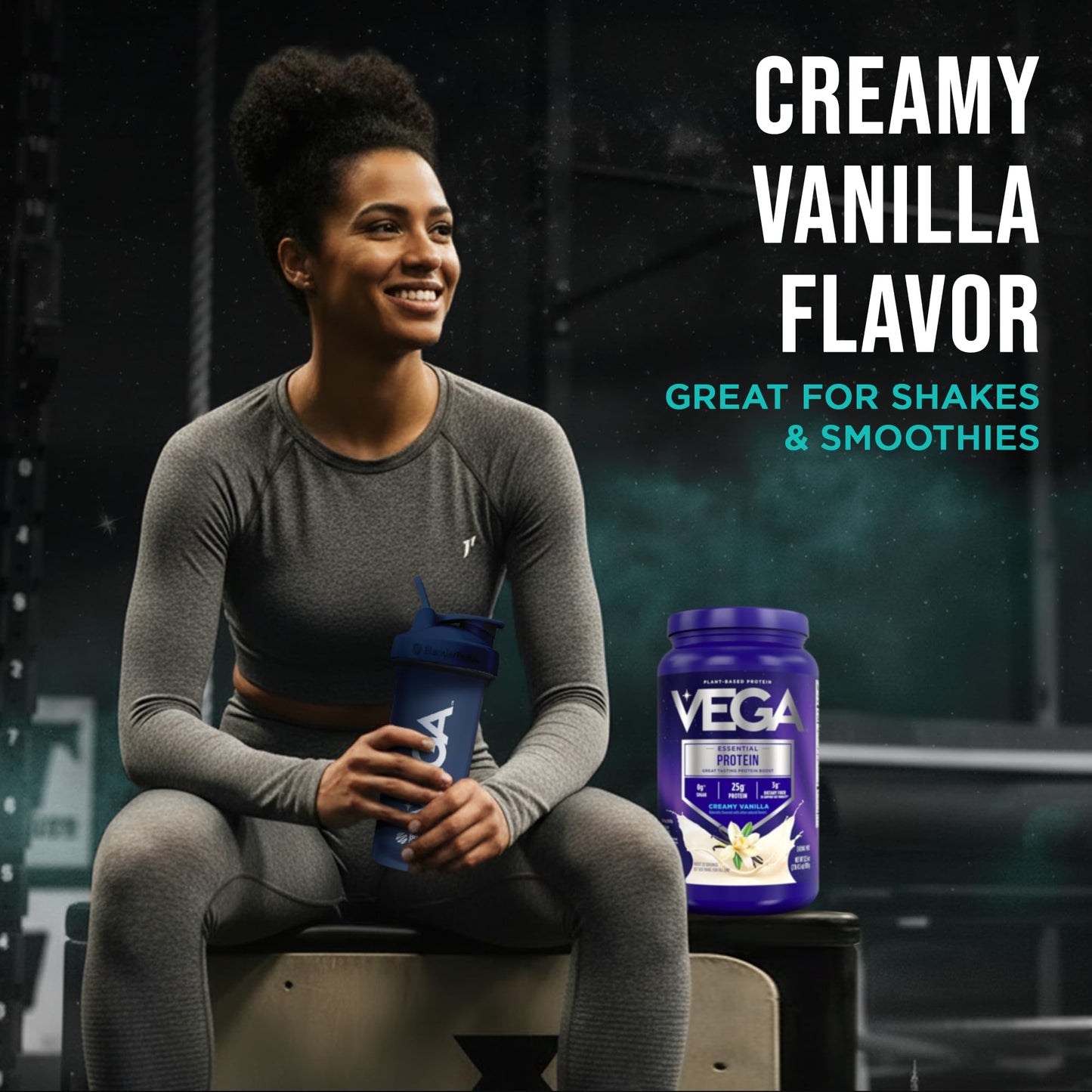 Vega Essential Protein – 25g Plant Based Protein Powder, Creamy Vanilla, Vegan for a Dairy-Free Vanilla Shake – Large Tub, 32.5oz (20 Servings) - dailyvitalstore