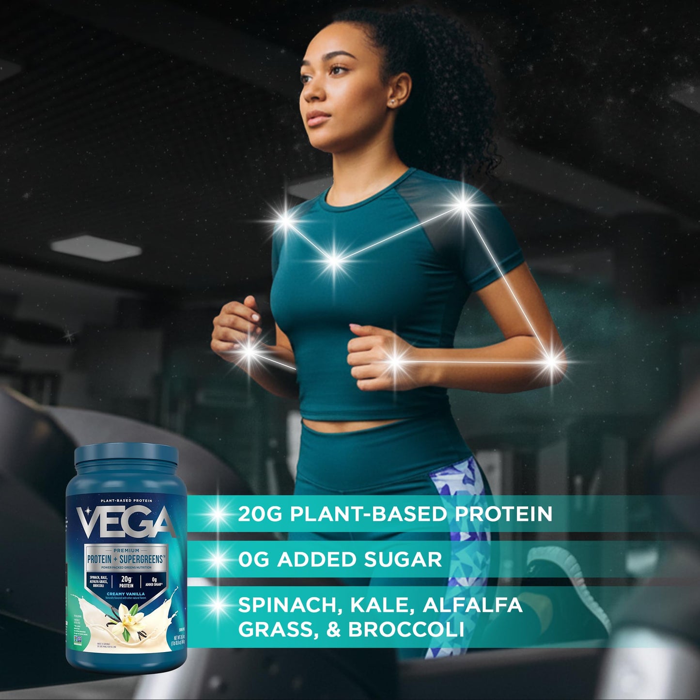 Vega Premium Protein + Supergreens, Creamy Vanilla – 20g Vegan Protein, Dairy & Gluten Free, 26.9 oz (25 Servings) - dailyvitalstore