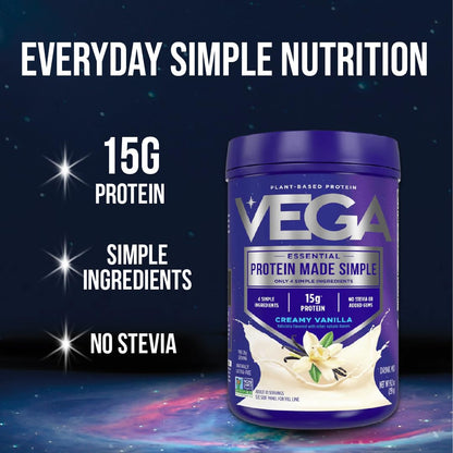 Vega Protein Made Simple - 15g Plant-Based Pea Protein, Chocolate, 10 Servings, Stevia Free, No Artificial Sweeteners or Gums, Non-GMO, Gluten Free, Dairy Free, 9.6oz (Packaging May Vary) - dailyvitalstore