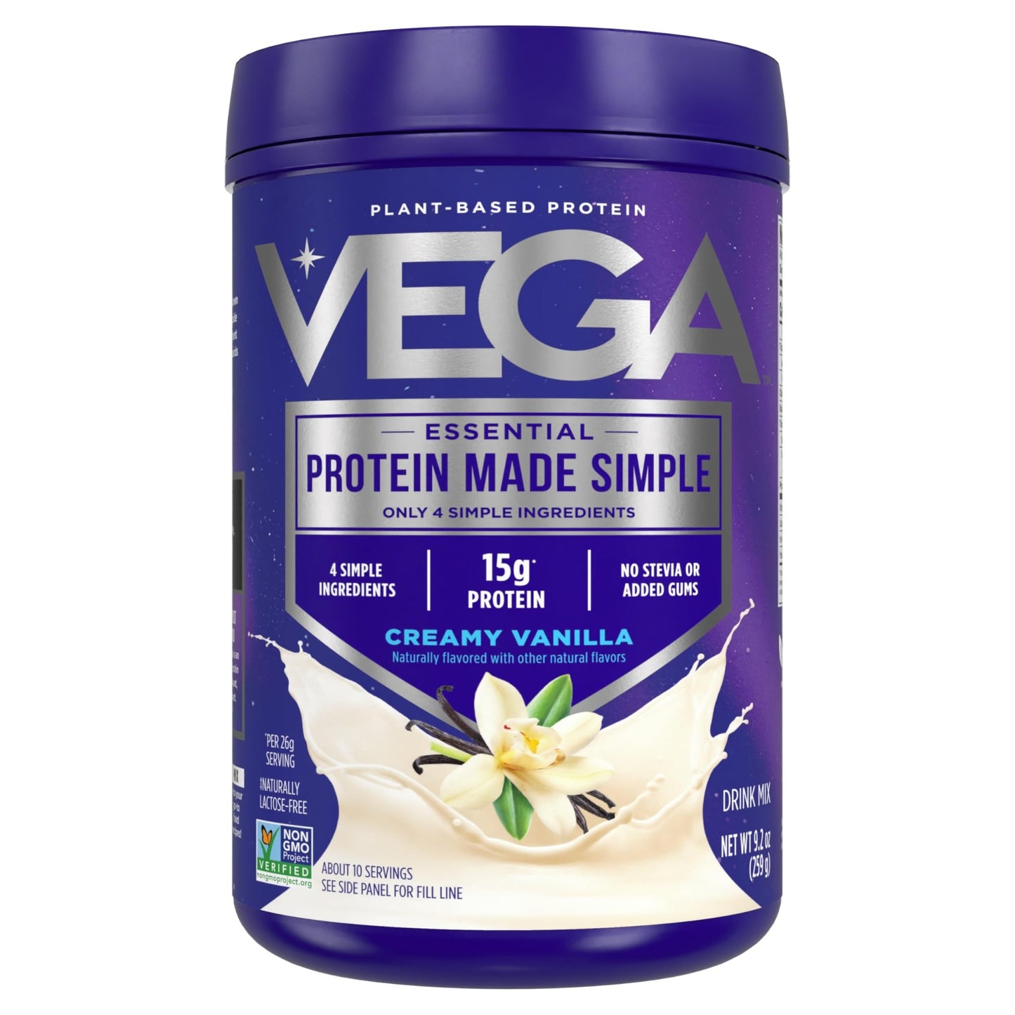 Vega Protein Made Simple Protein Powder, Vanilla - Stevia Free, Vegan, Plant Based, Healthy, Gluten Free, Pea Protein for Women and Men, 9.2 oz (Packaging May Vary) - dailyvitalstore