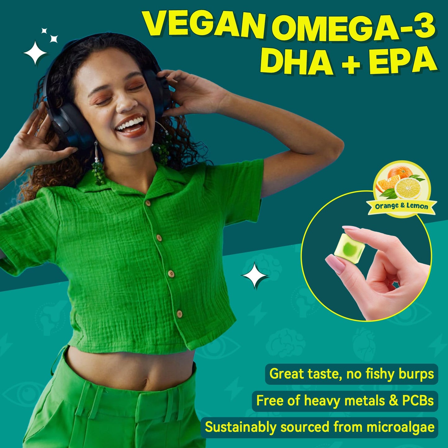 Vegan Omega-3 Gummies for Adults, Fish Oil Alternative from Algae Oil, Plant Based DHA 460mg & EPA 230mg Plus MethylFolate, Vitamin B12, Phosphatidylserine, - dailyvitalstore