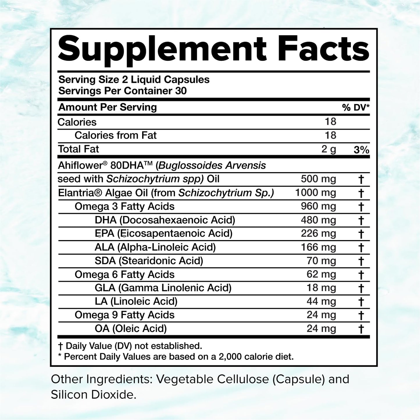 Vegan Omega 3 Supplement- 960mg Omega-3 Fatty Acids, DHA, EPA, SDA, ALA Supplement - Immune Support- 30 Servings, 60 Liquid Capsules - dailyvitalstore