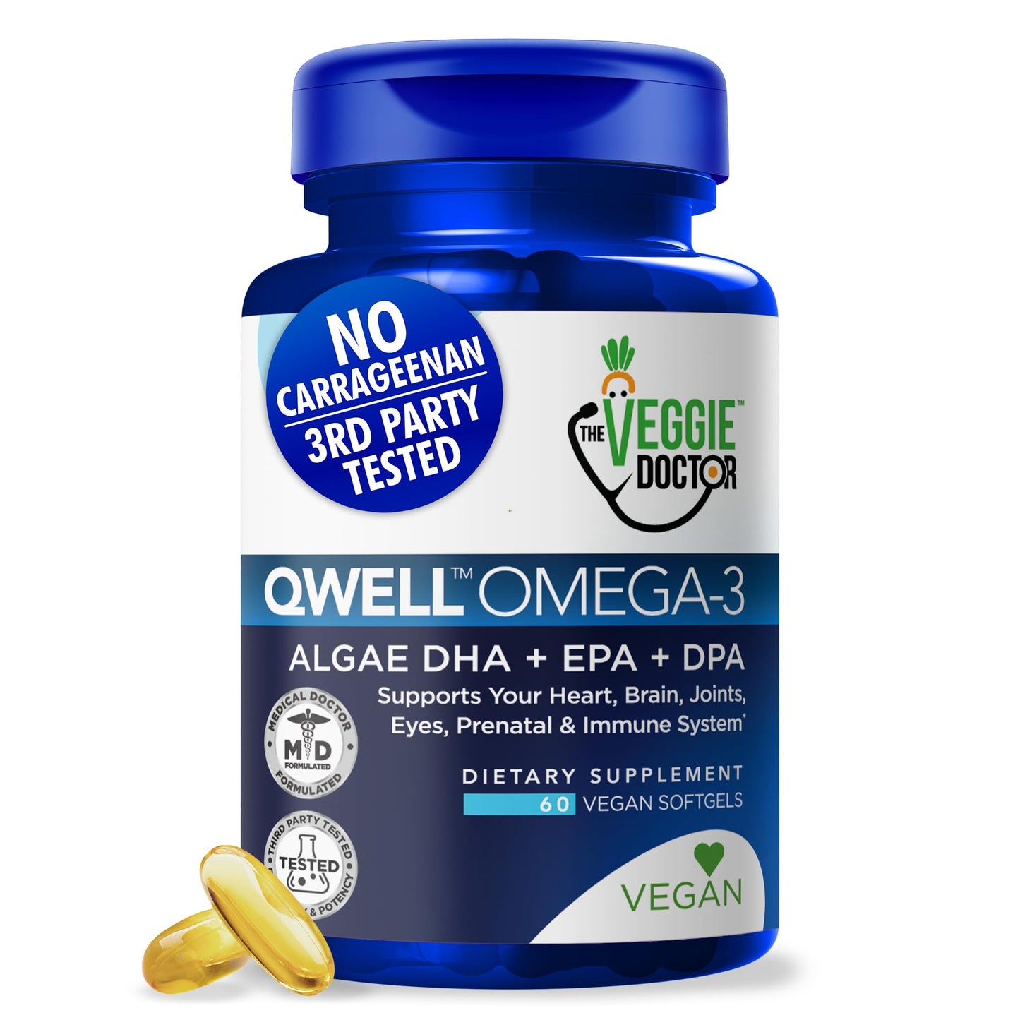 Vegan Omega 3 Supplement – Algae Omega 3 with DHA EPA DPA – Vegan Capsules from Algal – Fish Oil Alternative – Plant-Based Algae Oil Formula – Non-GMO - dailyvitalstore