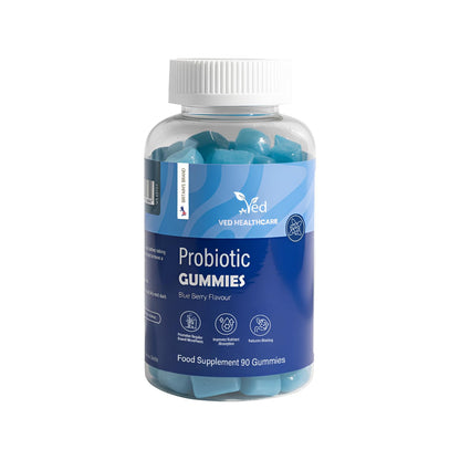 Vegan Probiotic Gummies with Prebiotics, Blueberry Flavour, 2 Gummies Daily (90 Count), 45 Days Supply, Non-GMO, Gluten Free, - dailyvitalstore