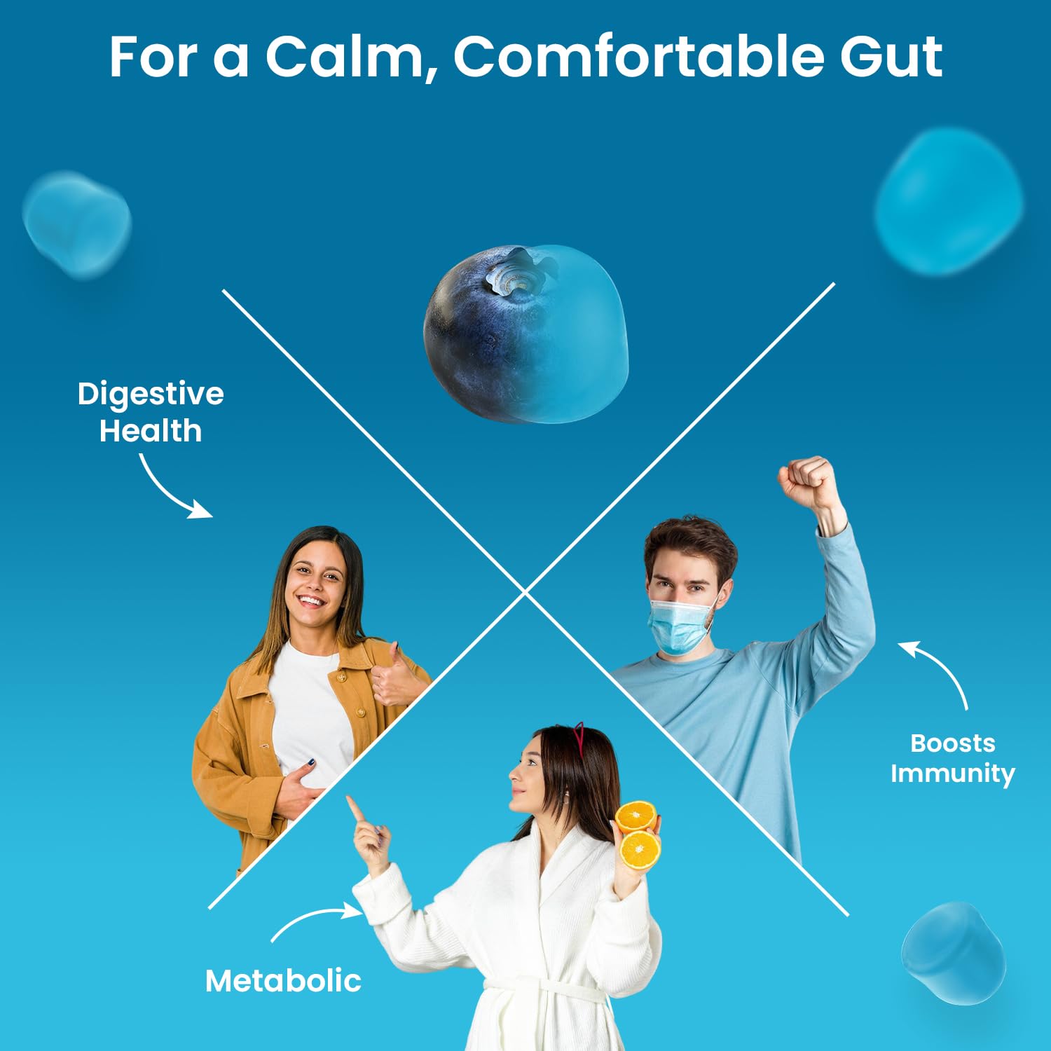 Vegan Probiotic Gummies with Prebiotics, Blueberry Flavour, 2 Gummies Daily (90 Count), 45 Days Supply, Non-GMO, Gluten Free, - dailyvitalstore