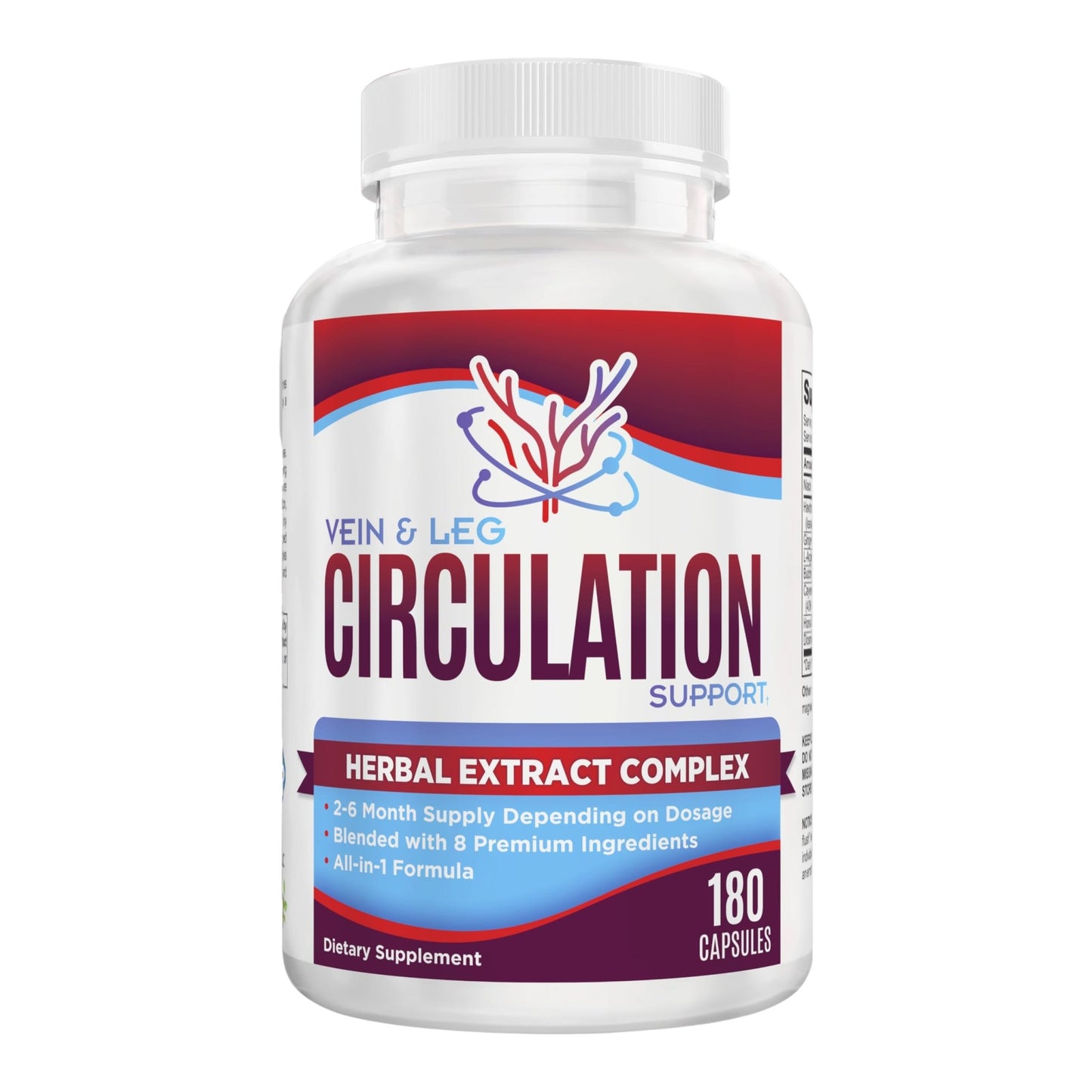 Vein & Leg Circulation (2-Month) Support Supplement with 8 Active Ingredients in 1 Formula | Leg + Vein | Blood Circulation Support Supplements | 60-Day Bulk Supply | 180 Capsules - dailyvitalstore