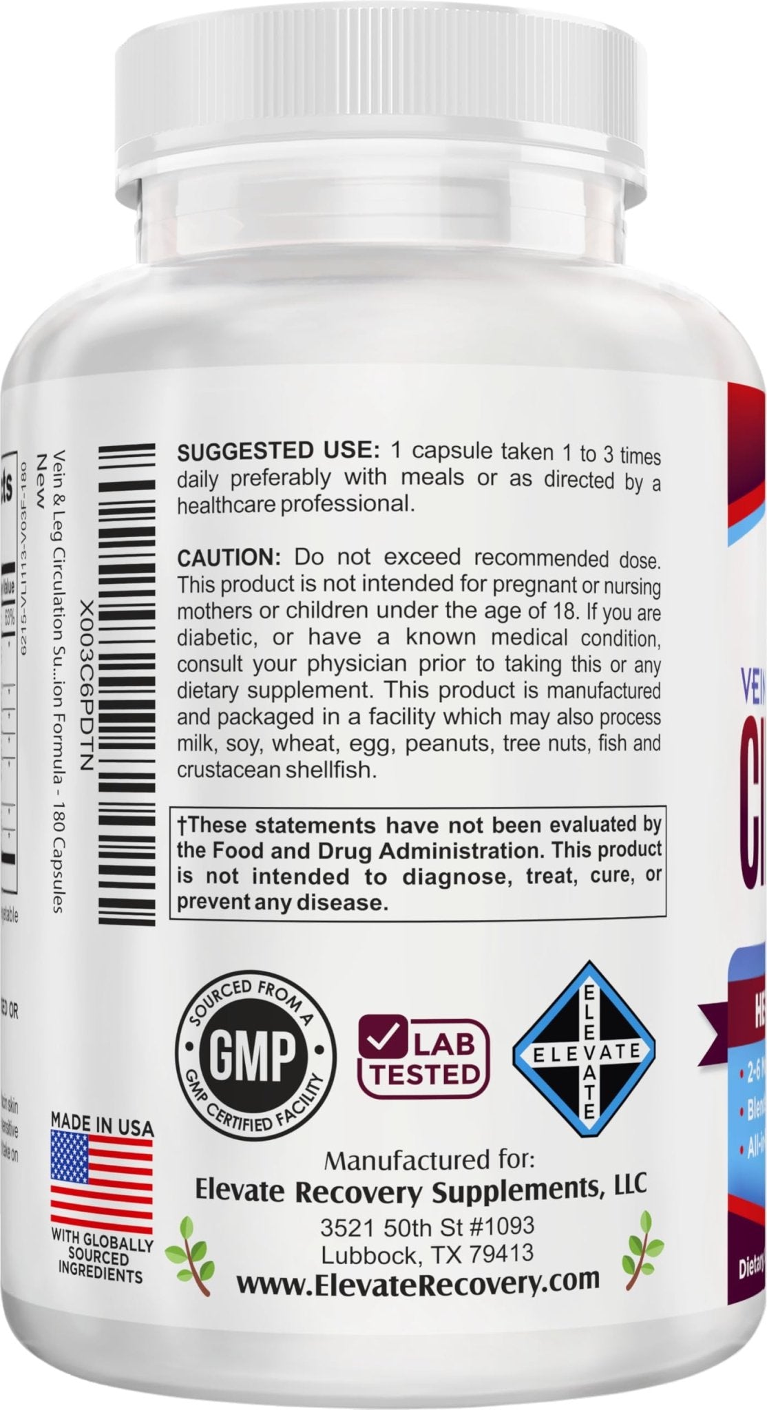 Vein & Leg Circulation (2-Month) Support Supplement with 8 Active Ingredients in 1 Formula | Leg + Vein | Blood Circulation Support Supplements | 60-Day Bulk Supply | 180 Capsules - dailyvitalstore