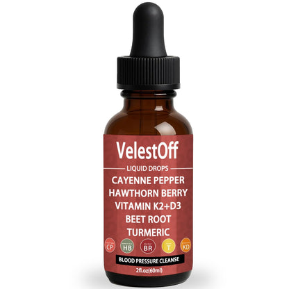 Velestoff Cayenne Pepper & Cayenne Pepper Drops Liquid Supplement with Hawthorn, Beet Root, Turmeric, Vitamin K2 D3 - dailyvitalstore