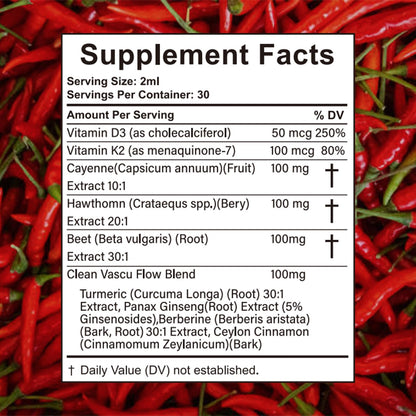 Velestoff Cayenne Pepper Drops, Cayenne Circulation Blend with Hawthorn Beet Root Turmeric Vitamin K2 D3 - Vegan, Non-GMO - 2FL.OZ (1 PCS) - dailyvitalstore
