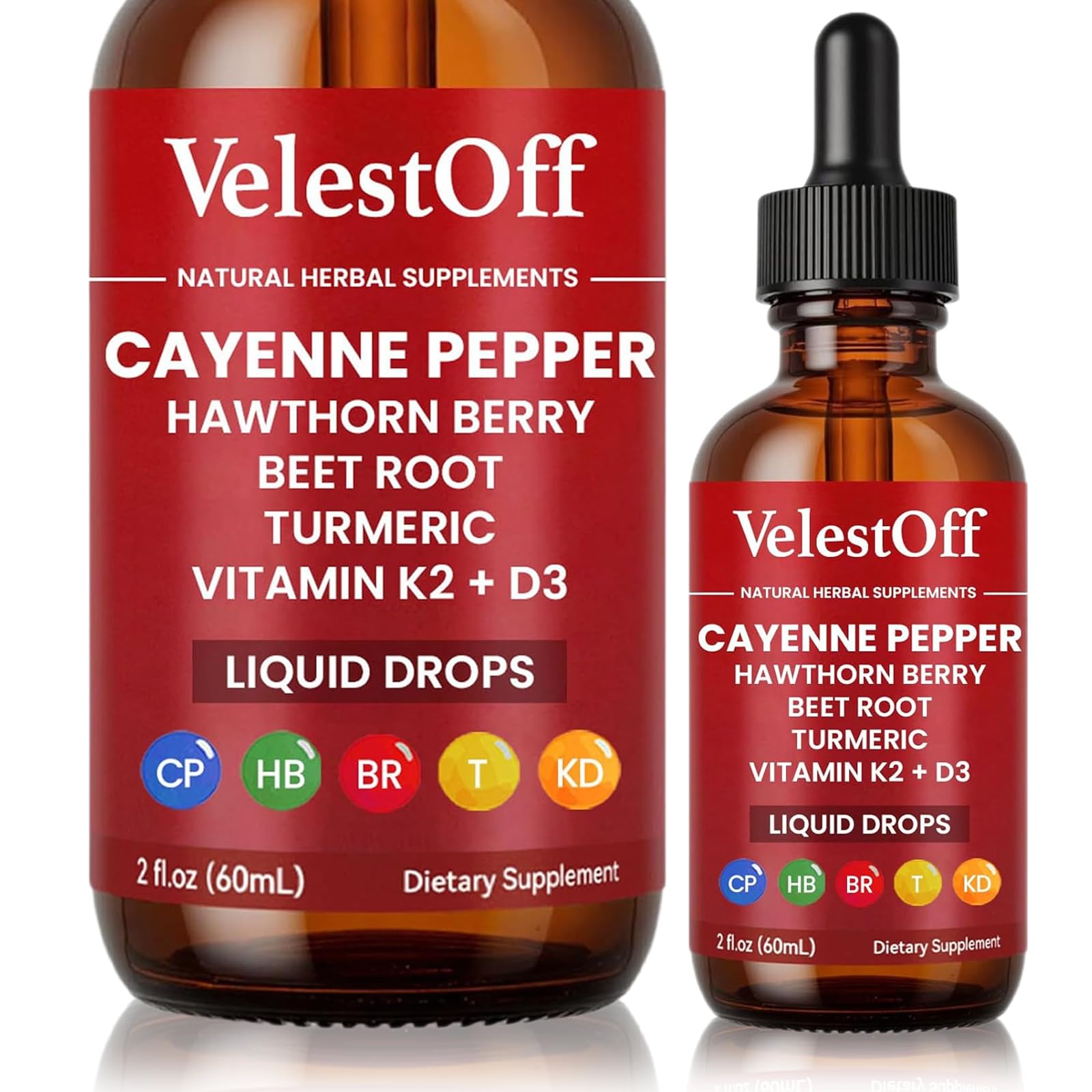 Velestoff Cayenne Pepper Drops, Cayenne Circulation Blend with Hawthorn Beet Root Turmeric Vitamin K2 D3 - Vegan, Non-GMO - 2FL.OZ (1 PCS) - dailyvitalstore