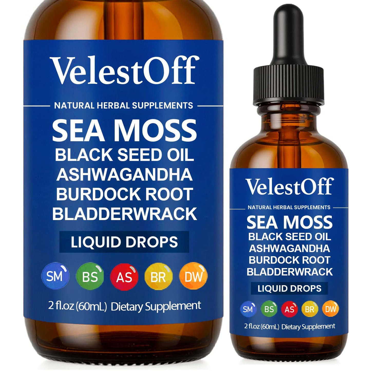 Velestoff Irish Seamoss Thyroid Hormone Regulator, Velestoff Thyroid Support Drops | Sea Moss, Black Seed Oil, Ashwagandha, Burdock Root, Bladderwrack, Hormone Balance & Support - 2 FL.OZ (1 Pcs) - dailyvitalstore