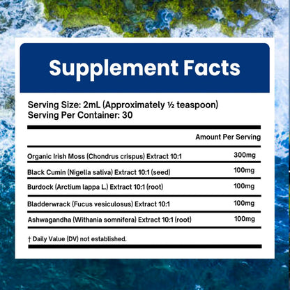 Velestoff Irish Seamoss Thyroid Hormone Regulator, Velestoff Thyroid Support Drops | Sea Moss, Black Seed Oil, Ashwagandha, Burdock Root, Bladderwrack, Hormone Balance & Support - 2 FL.OZ (1 Pcs) - dailyvitalstore