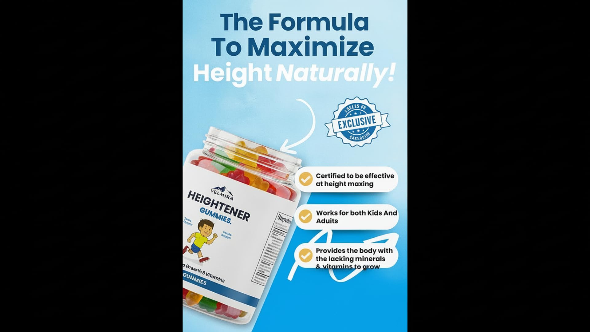 Velmira® Heightener Gummies for Bone Health & Development Support – Essential Vitamins & Minerals, Easy-to-Chew Gummies for Kids, Teens & Adults (Ages 5+) - dailyvitalstore