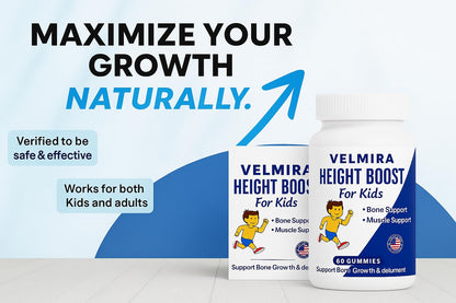 Velmira® Heightener Gummies for Bone Health & Development Support – Essential Vitamins & Minerals, Easy-to-Chew Gummies for Kids, Teens & Adults (Ages 5+) - dailyvitalstore