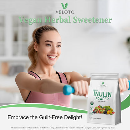 VELOTO Organic Inulin Powder – Prebiotic Fiber Supplement for Smoothies & Drinks, 2.2 lb, Flavorless, Water Soluble, Vegan & Non-GMO - dailyvitalstore