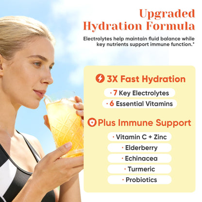 Venture Pal 2-in-1 Hydration + Immune Electrolytes Powder Packets with 7 Electrolytes & 6 Vitamins, Elderberry, Turmeric, Echinacea | Liquid Daily IV Drink Mix - dailyvitalstore