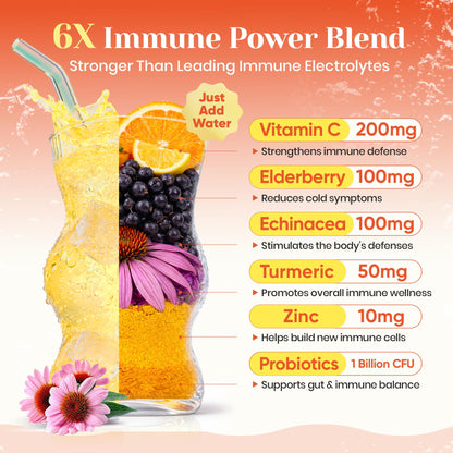 Venture Pal 2-in-1 Hydration + Immune Electrolytes Powder Packets with 7 Electrolytes & 6 Vitamins, Elderberry, Turmeric, Echinacea | Liquid Daily IV Drink Mix - dailyvitalstore