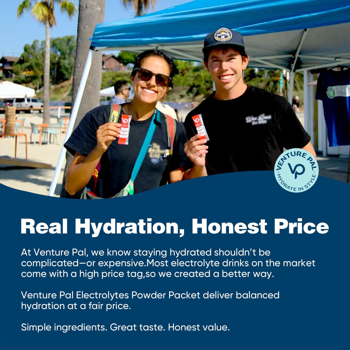 Venture Pal High Sodium Sugar Free Electrolytes Powder Packet - Hydration Packets with Vitamin, Sodium & Potassium | Zero Calories | Vegan, Keto & Paleo Friendly - dailyvitalstore