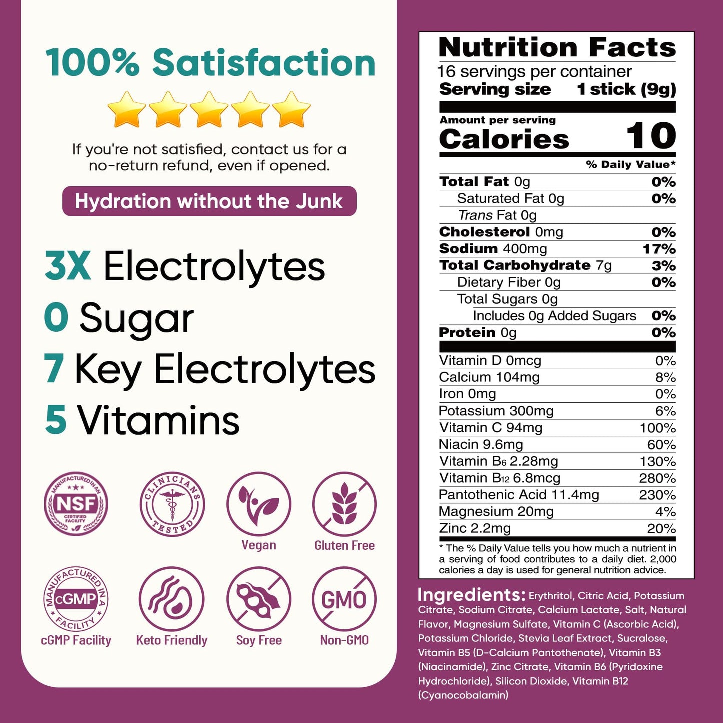 Venture Pal Sugar Free Electrolyte Powder Packets - Liquid Daily IV Drink Mix for Rapid Hydration & Party Recovery | 5 Vitamins & 7 Electrolytes| Keto Friendly - dailyvitalstore