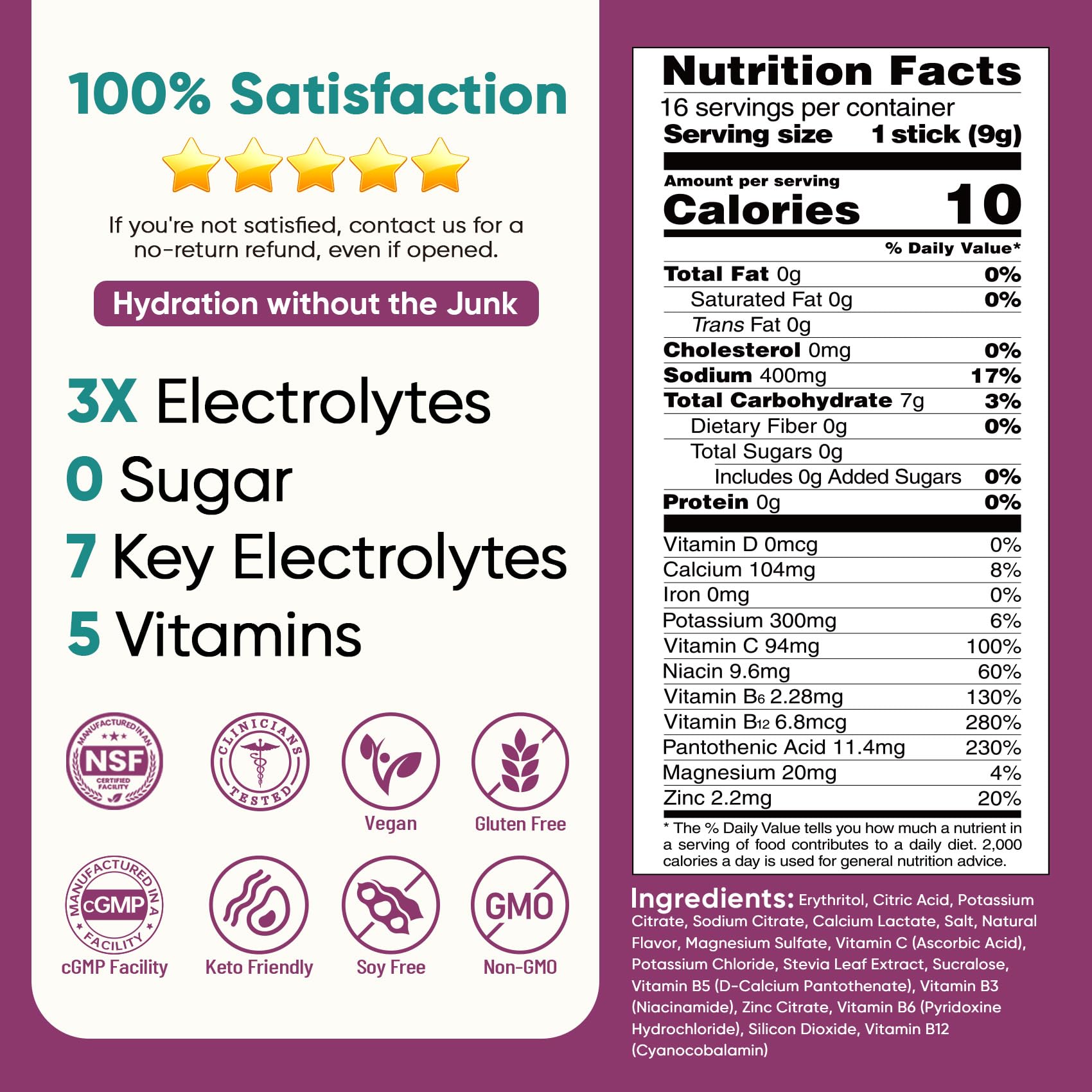 Venture Pal Sugar Free Electrolyte Powder Packets - Liquid Daily IV Drink Mix for Rapid Hydration & Party Recovery | 5 Vitamins & 7 Electrolytes| Keto Friendly - dailyvitalstore