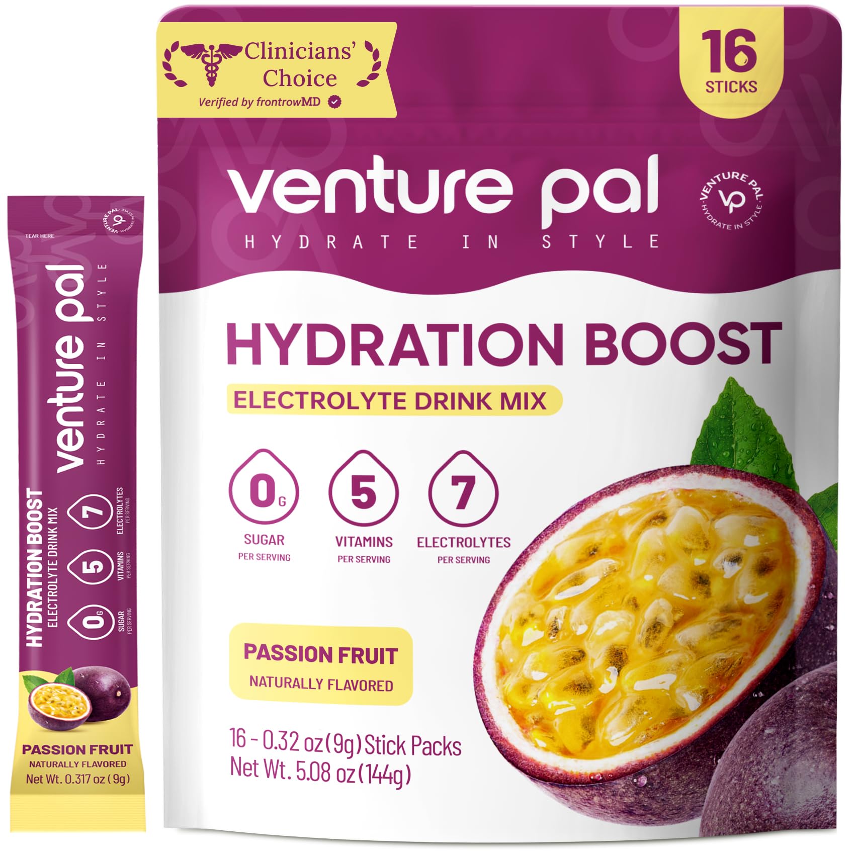 Venture Pal Sugar Free Electrolyte Powder Packets - Liquid Daily IV Drink Mix for Rapid Hydration & Party Recovery | 5 Vitamins & 7 Electrolytes| Keto Friendly - dailyvitalstore