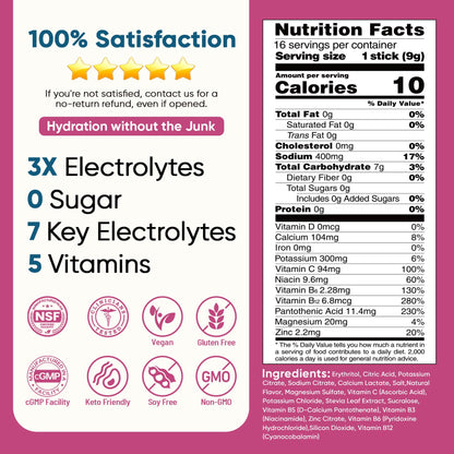 Venture Pal Sugar Free Electrolyte Powder Packets - Liquid Daily IV Hydration Packets | Electrolytes Drink Mix with 5 Vitamins & 7 Electrolytes | Keto Friendly | Non-GMO | Certified Vegan | 16 Sticks - dailyvitalstore
