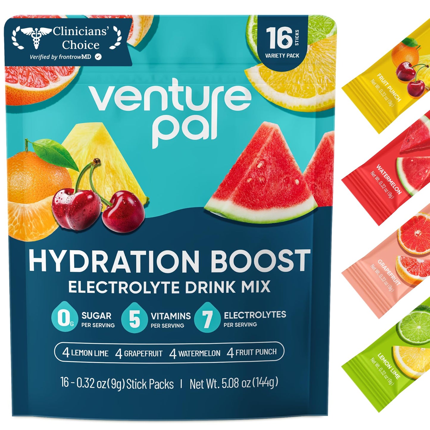 Venture Pal Sugar Free Electrolyte Powder Packets - Liquid Daily IV Hydration Packets for Rapid Rehydration | 7 Electrolytes & 5 Vitamins | Keto Friendly - dailyvitalstore