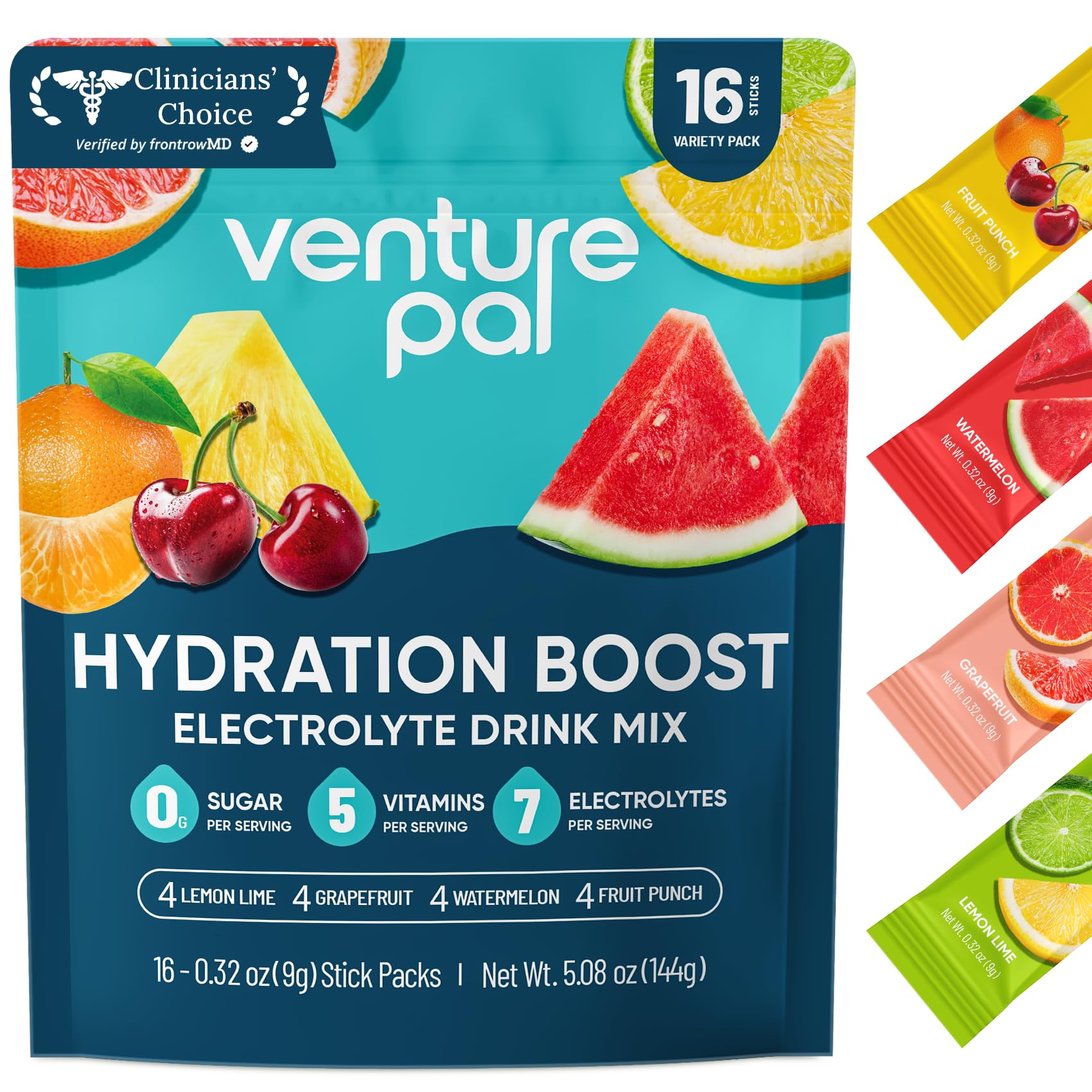 Venture Pal Sugar Free Electrolyte Powder Packets - Liquid Daily IV Hydration Packets for Rapid Rehydration | 7 Electrolytes & 5 Vitamins | Keto Friendly - dailyvitalstore